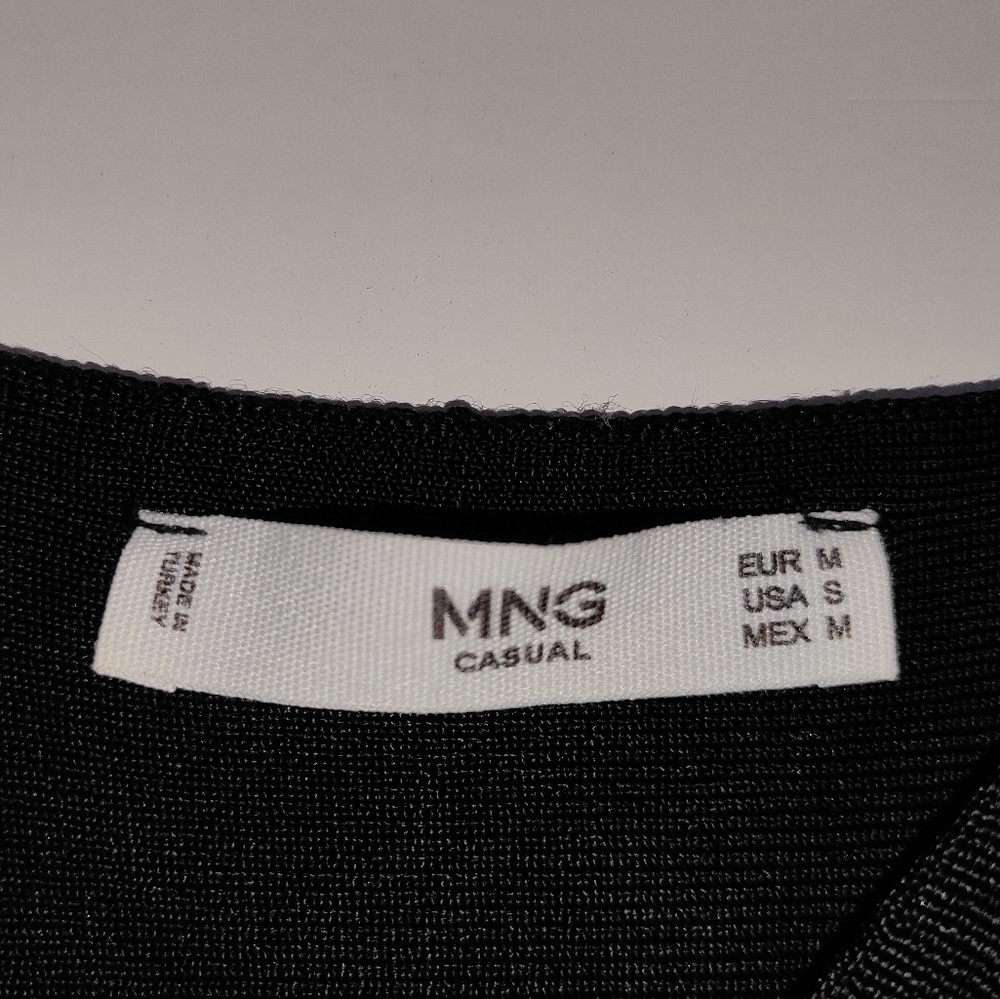 MNG Black Puffed Mesh Sleeve Top - Picture 8 of 12